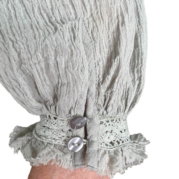 Free People Women’s Sivan Embroidered High/Low Blouse With Lace & Nettin… - Picture 6 of 15